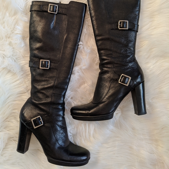 Nine West Shoes - Nine West Black Leather Knee High Boots 6.5M